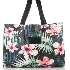 ALOHA Collection Holo Holo Black and Pink Tropical Floral Beach Bag/Tote